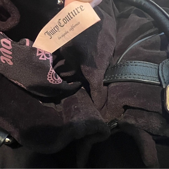 Vintage Black JUICY COUTURE Purse Velour Y2K Shoulder Bag Satchel - Picture 13 of 14